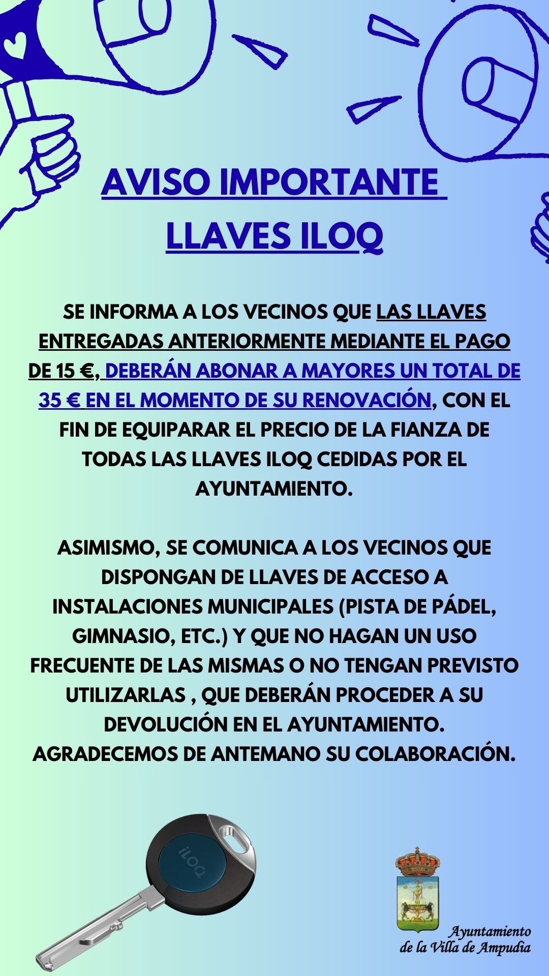 Aviso importante llaves ILOQ