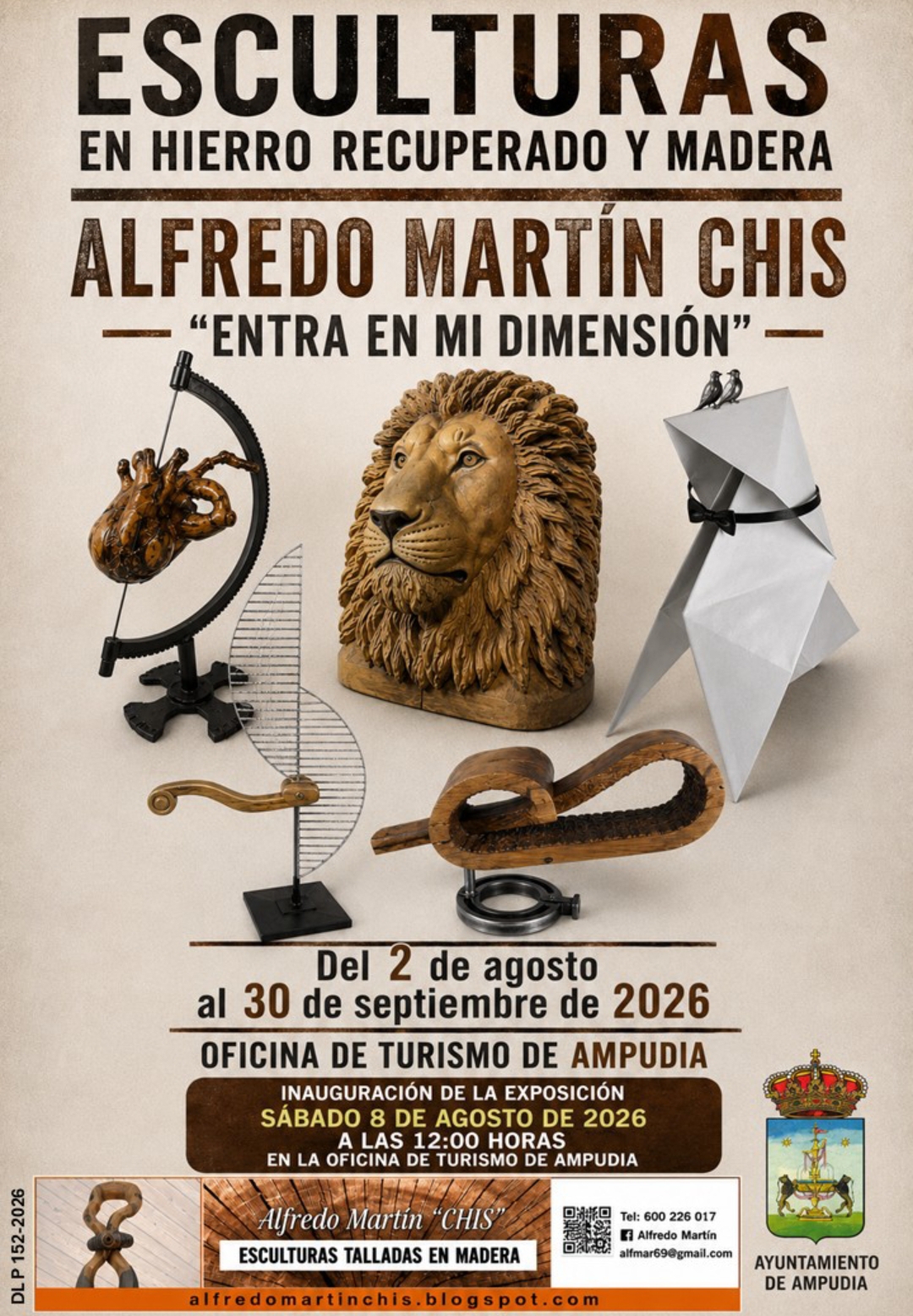 Esculturas en hierro recuperado y madera
