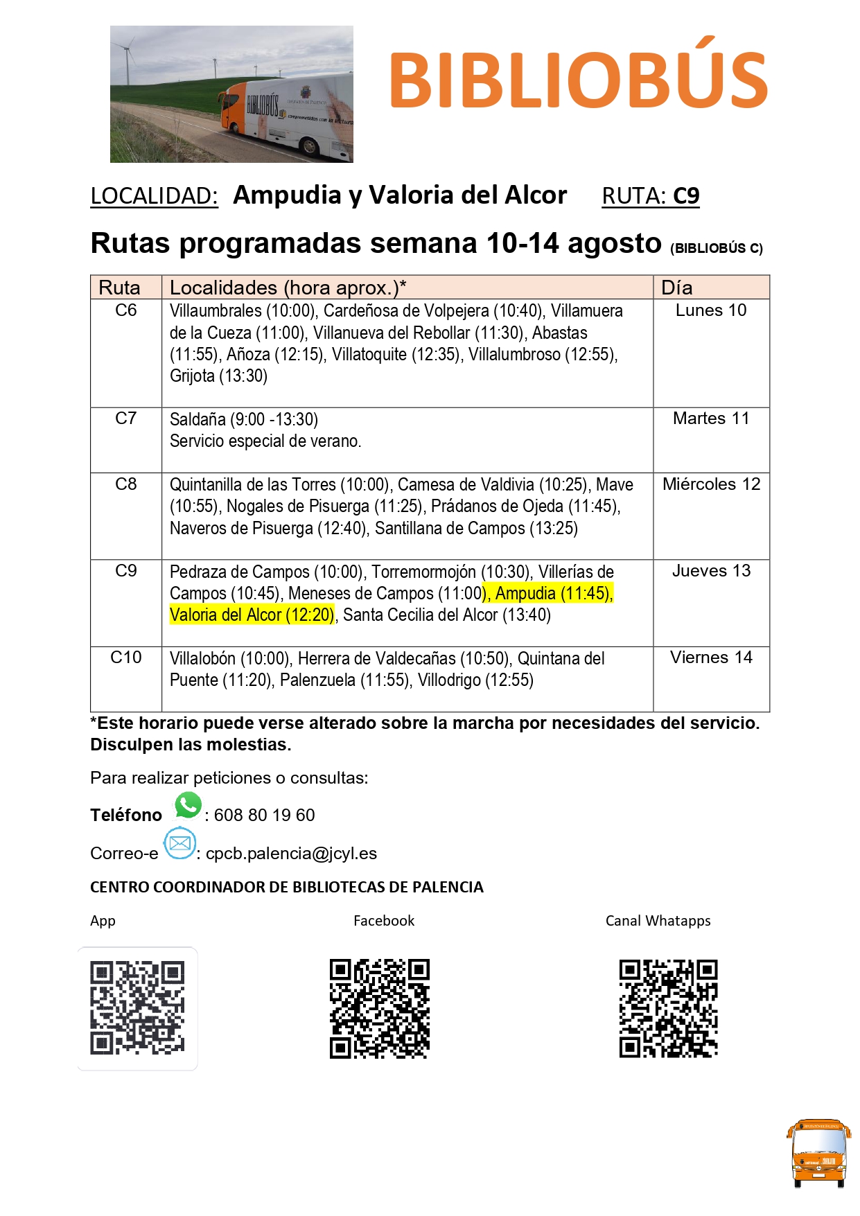 Bibliobús jueves 13 agosto