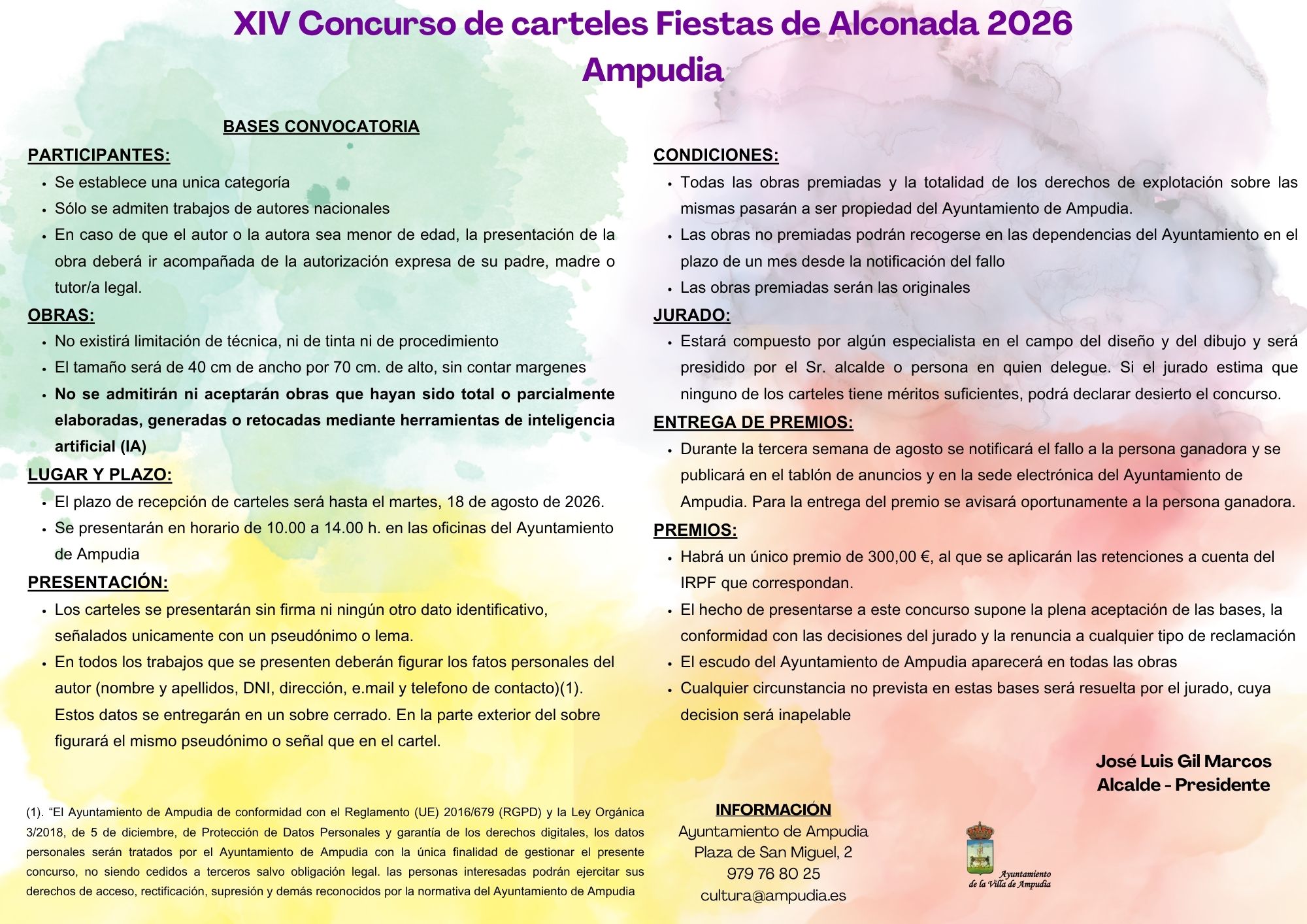 XIV Concurso de carteles Fiestas de Alconada 2026 Ampudia