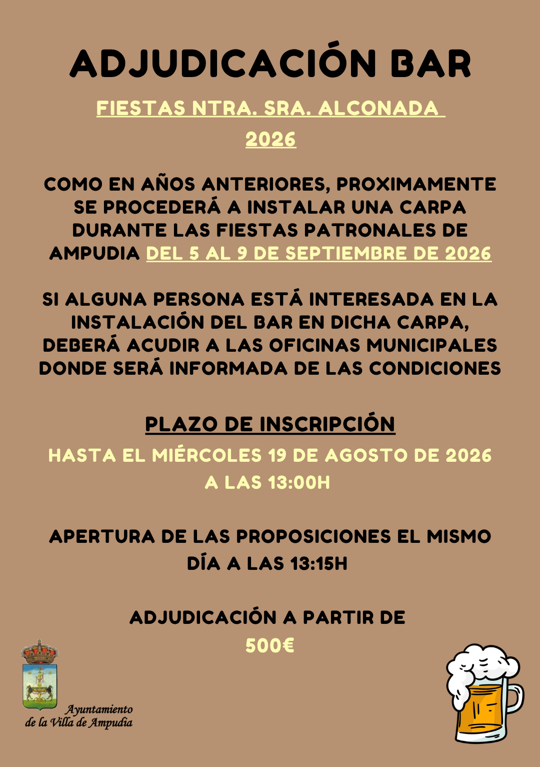 Adjudicación Bar Fiestas Ntra. Sra. Alconada 2026