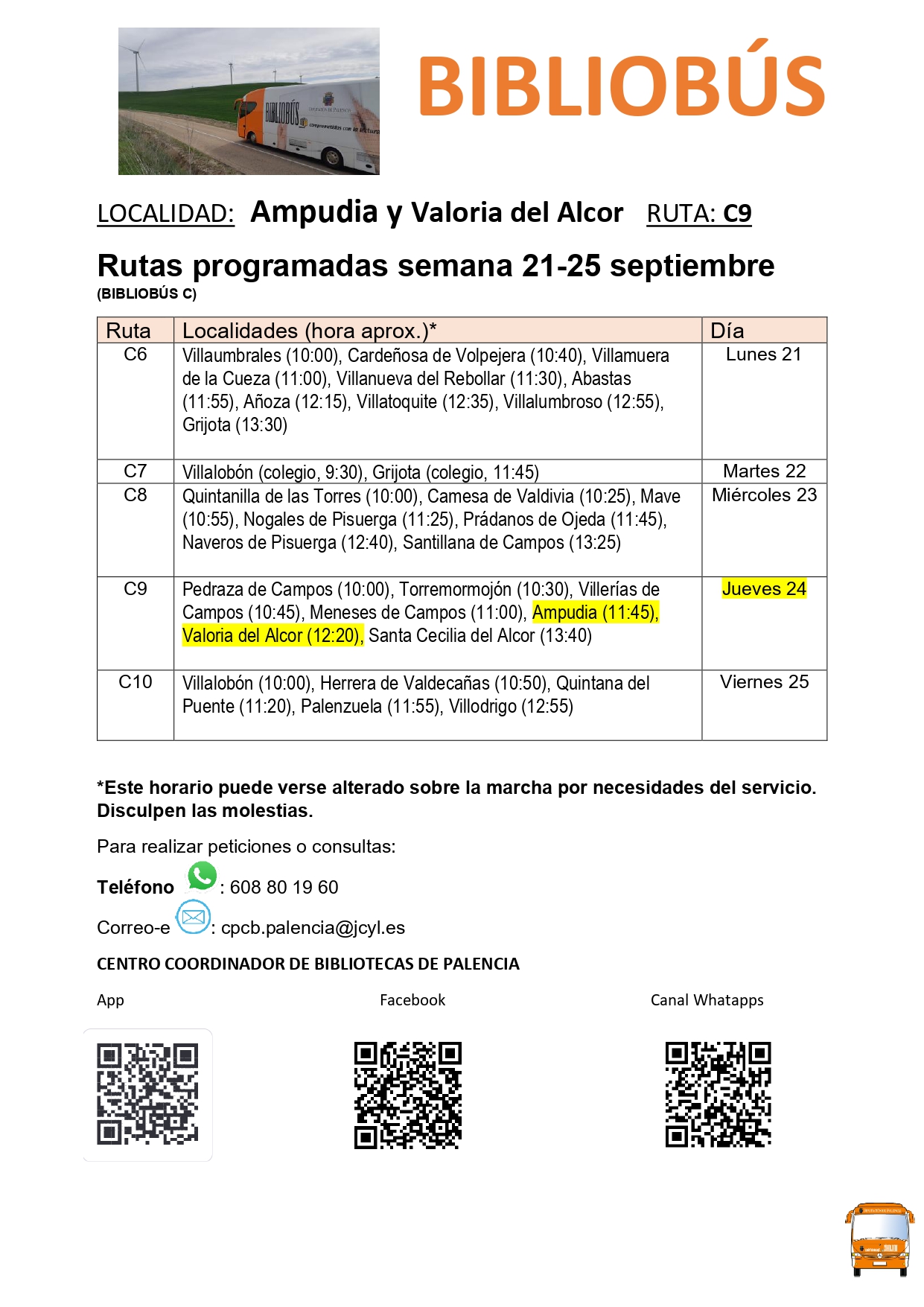 Bibliobús jueves 24 septiembre